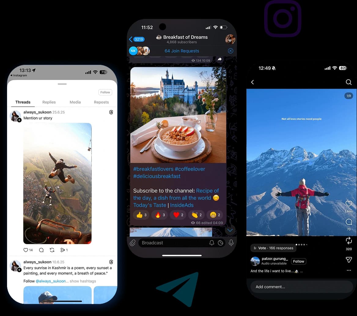 Примеры контента на экранах смартфонов