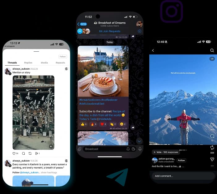 Примеры контента на экранах смартфонов